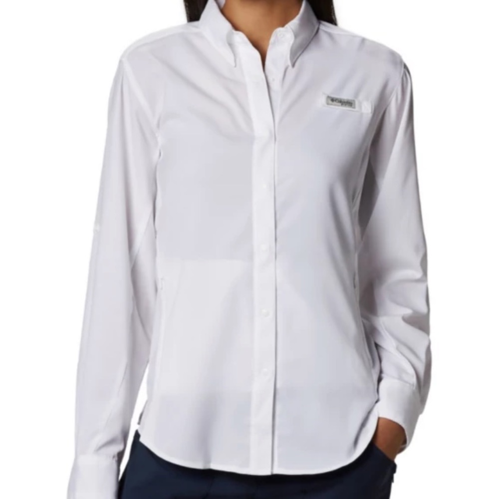Women’s PFG white Tamiami II Long Sleeve Shirt size L Excellent Condition